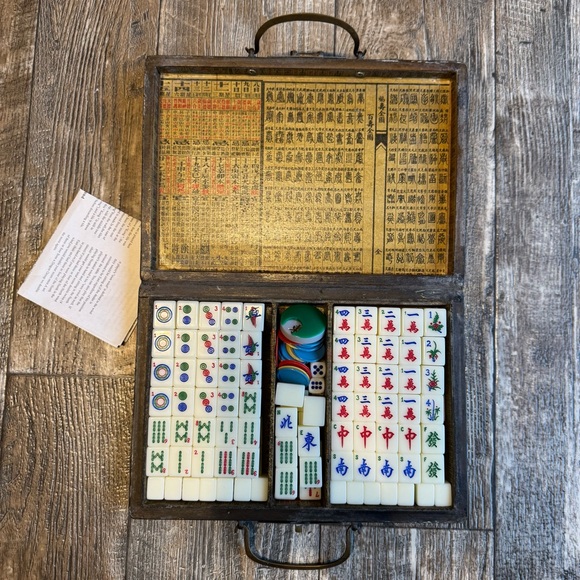 Vintage Other - Antique Vintage Mah Jong Game Tile Set - 148 Tiles - Early 1900s